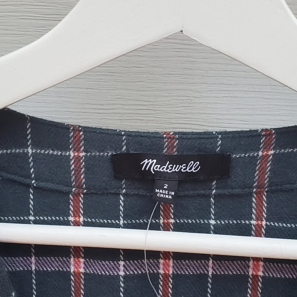 NEW! Madewell Flannel Colette Plaid Dress - Picture 7 of 9